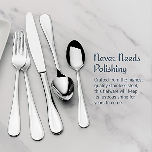 Mikasa Bravo 65-Piece Flatware Set for 12, 18/10 Stainless Steel Silverware with Full Service, Includes Forks, Knives, Spoons, and Serving Utensils - size: 65 Piece Set, style: Bravo