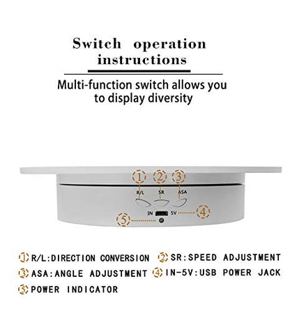 JAYEGT Motorized Rotating Display Stand, 7.87inch /17.6lbs Load, 360 Degree Electric Rotating Turntable for Photography Products, Jewelry, 3D Model ,with 5 Colors Backgrounds -- White - color: White