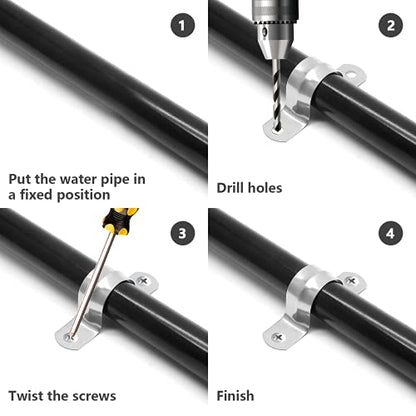 30Pcs 1/2 Inch Stainless Steel Conduit Clamps, Two Hole Strap U Bracket Rigid Pipe Strap Metal U Clamp Conduit Strap Tension Clips U-tube Clamp Heavy Duty - size: 1/2" / 12.7mm