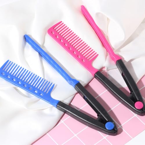 3pcs Foldable V-shaped Hairdressing Straightener Combs for Salon Flat Ironing, Portable Hair Styling Tools for Women and Men