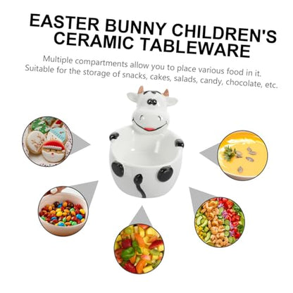 Creative Ceramic Cartoon Animal Bowl for Multi-purpose Soup and Snack Container Cute Cow Shape Tableware for Boys and Food-grade Material and Photo Prop
