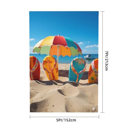 Colorful Flip Flops Beach Ball Backdrop Background for Photography 5x7ft Photobooth Professional Photo Backdrop Curtains Video Photography Studio Photo Backgrounds Banner BoothScreen Parties - color: Colorful Flip Flops Beach Ball
