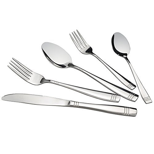Obstnny 80-Piece Flatware Set Stainless Steel, Service for 16 - size: 80-piece flatware set
