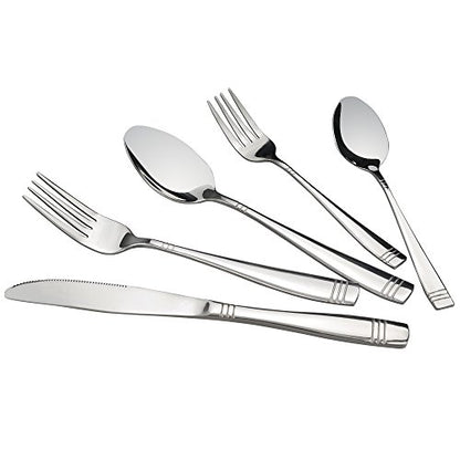 Obstnny 80-Piece Flatware Set Stainless Steel, Service for 16 - size: 80-piece flatware set