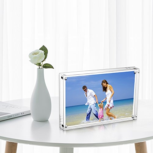 AMEITECH Acrylic Photo Frames,3.5x5'' Double Sided Magnetic Picture Frame, Desktop Frameless Postcard Display (2 Pack) - size: 3.5 x 5 inch