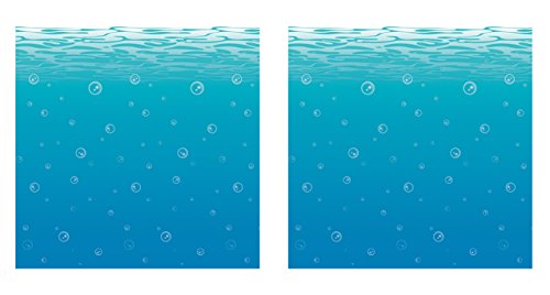 Beistle Undersea Wall Backdrops, 4' x 30', 2 Pack Photo Backdrop, Easy to Adhere Wall Covering, Tropical Party Supplies & Under The Sea Decor - style: Undersea - 2 Piece