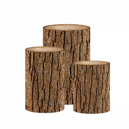 NIVIUS PHOTO Simulated Tree Stump Spandex Pillar Cover for Metal Cylinder Pedestal Stands - 3 Pieces - Covers Only, Stands are not Included (NO-240) - color: No-240