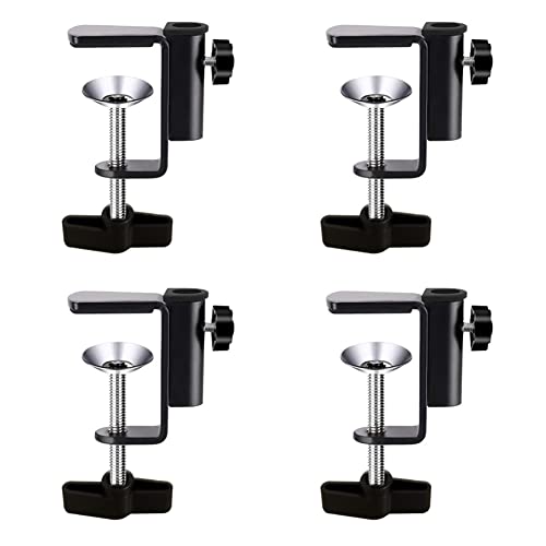 Desk Table Mount Clamps, 4 Pack Universal Desk C-Clamp with 1/2" Thread Hole for Swing Arm Magnifying Desk Lamp Microphone Camera (A) - size: A
