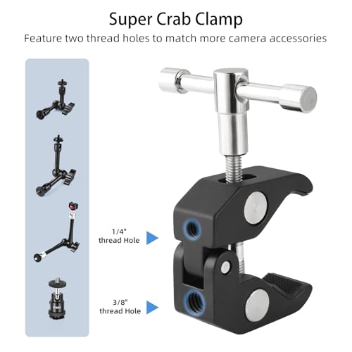 UTEBIT 22 Inch Magic Arm Camera Mount with Super Clamp 1/4" & 3/8" Screw Hole for Desk Rig Flashlight Monitor - size: 22inch