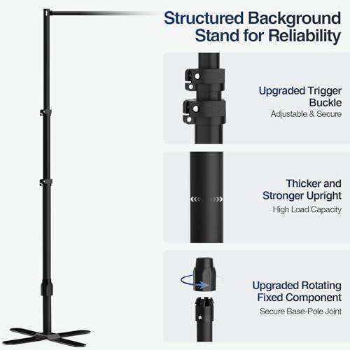 EMART Backdrop Stand Heavy Duty 10x10Ft, Pipe and Drape Photo Background Photography Kit, Adjustable Metal Frame with X-Shaped Base for Wedding Birthday Party Decoration-Black - color: Black