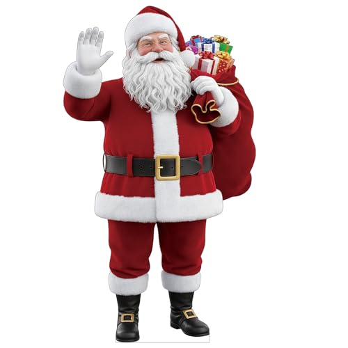 Santa Claus Christmas Life Size Cardboard Cutout Standup 5FT Xmas Standee Party Photo Prop, Indoor & Outdoor Holiday Decor, Coroplast, 1 Piece - color: Santa1, size: 5FT