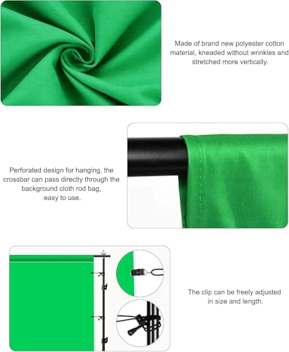 PULUZ Green Screen Backdrop with 4 Fixing Clip, 6.6 x 6.6 Ft Photography Chroma Key Greenscreen Background for Streaming Zoom, Live Streaming, Photo Video Studio - size: 6.6 x 6.6 Ft