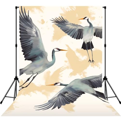 Flying Cranes Backdrop Background for Photography 5x7ft Photobooth Professional Photo Backdrop Curtains Video Photography Studio Photo Backgrounds Banner BoothScreen Parties - color: Flying Cranes
