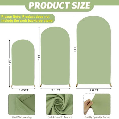 MODFUNS Set of 3 Arch Backdrop Cover Sage Green Wedding Arch Cover 4&5&6ft Fitted Spandex Arch Covers 2-Sided Chiara Backdrop Covers Balloon Arch Covering for Baby Shower Wedding Ceremony Reception - color: Sage Green, size: 4 FT & 5 FT & 6 FT