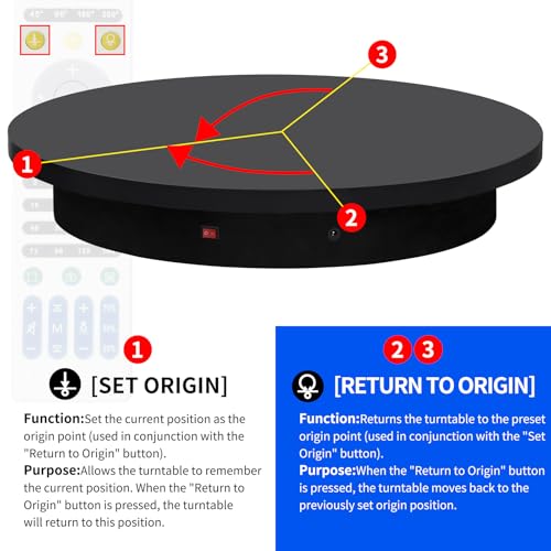 23.6In Remote Large Motorized electric turntable Rotating platform Photography Turntable Motorized lazy susan Base giratoria para for Photography,3D Scanner,Heavy duty display(Load Range:220~500lbs) - size: 23.6inch/Black/500lbs Load