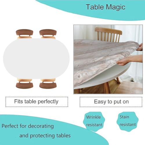 Wood Texture Background Fitted Oval Tablecloth, Waterproof Band Elastic Edge Table Cloth for Restaurant Banquets, Picnics, Tables Cover, Fits 48"x80" Oval TablesStyle 133 - color: Wood Texture -13, size: 80" x 48" (Oval)