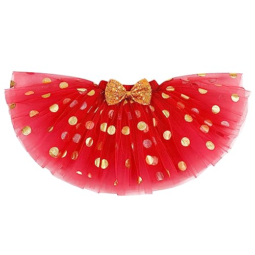IBTOM CASTLE Cake Smash Half 1st 2nd 3rd Birthday Girl Princess Polka Dots Ruffle Skirt Set ONE Party Costume Headband - color: Red+black-3rd, size: 3T