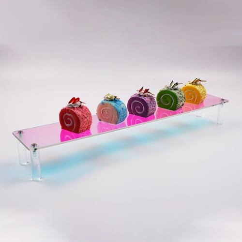 MY MIRONEY 2PCS Acrylic Display Stand Iridescent Display Shelf Figurines Organizer Cupcakes Holder for Cake Food Desserts Figurines Collectibles Perfume Jewelry Makeup(15.75" x 2.95" x 1.97") - size: 15.75" x 2.95" x 1.97"