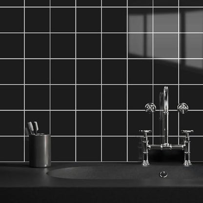 Peel and Stick Tiles for Kitchen Backsplash, New Upgrade Design 9" x9" SPC Square Marble Tiles, Glossy Black Premium Mosaic Tiles(5-Sheet) - color: Black, size: 5-sheet