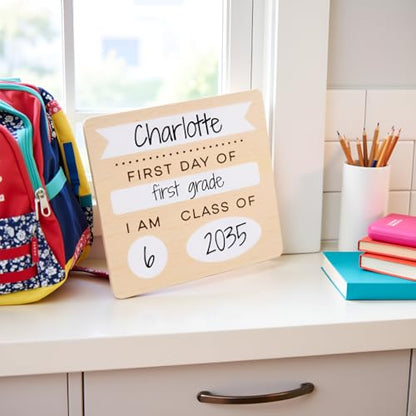 Kate & Milo First & Last Day Board, Dry Erase, Reversible Dry Erase Board, Photo Prop for Kids, Kindergarten Through High School, K-12, Reusable and Erasable - style: Dry Erase School Days Board