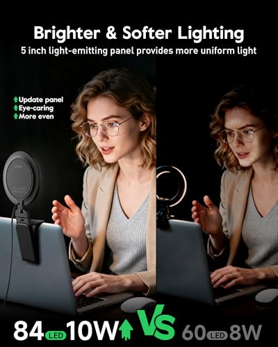2 Pack Zoom Lighting for Computer, 5“ Small Lighting for Video Call/Conference/Streaming, 50 Modes CRI>97.8, 3000K-6500K, Selfie Light with Stand for Laptop/Phone/Webcam/Monitor, CRI>97.8 - color: BACK 2 PSC