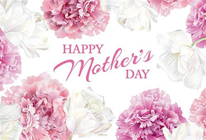 Leowefowa Happy Mother's Day Backdrop for Photography 10x8ft Vinyl Elegant White Pink Flowers Paintings Background Togetherness Photo Shoot Party Banner Wallpaper Studio Props