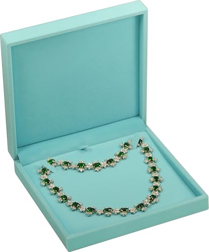 LAODA Big Necklace Chain Jewelry Gift Box Soft Touch Premium Velvet Material Choker Necklace Storage Holder Box for Women Men Size 6.4"(W)*6.4"(D)*1.5"(H) (1, Sky Blue) - color: Sky Blue