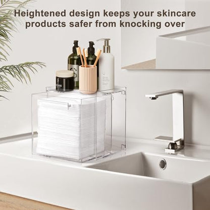 Disposable Facial Towels Storage Box - Acrylic Container Compatible With Clean Skin Club Clean Towel XL - Wall-Mounted Makeup Organizer With Drawer Valentine's Day Gifts - color: Clear