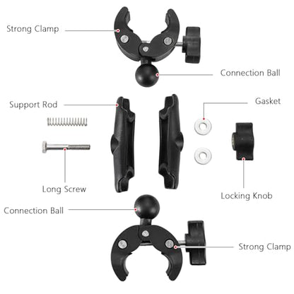 Foraineam Double Mount Camera Clamp Bracket, Umbrella Mount Motorcycle Bike Handlebar Clamps, Super Clamp Monitor Magic Arm, Crab Plier Clip for Desktop, Wagon, Selfie Stick, Photo Studio Light Stand