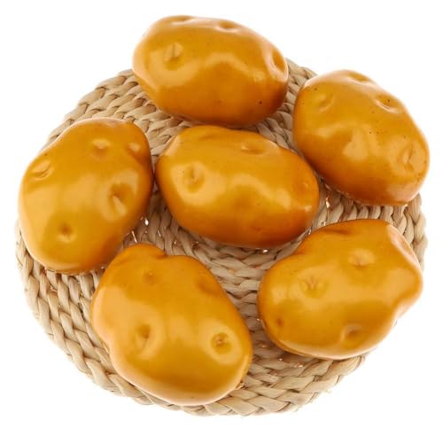 Gresorth 6pcs Artificial Potato Lifelike Fake Vegetable Home Kitchen Party Decoration Model Props - color: Yellow