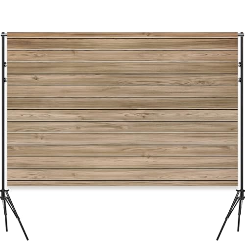 7 X 5 Ft Wood Backdrop Rustic Wooden Wall，Brown Vintage Polyester Fabric Photo Background for Holiday Party Wedding Graduation Home Decoration Photo Booth Prop Banner - color: Rustic Wooden Backdrop, size: 7x5ft