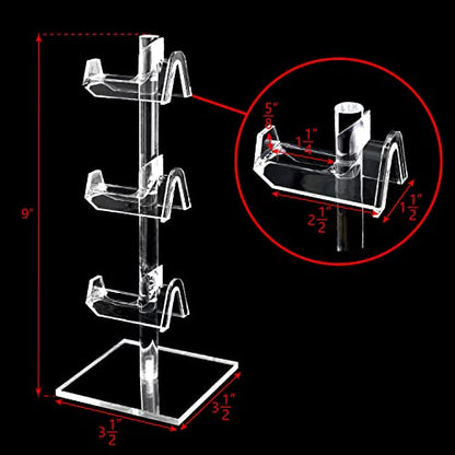 MOOCA 2 Pcs Set Premium Acrylic 3 Tier Eyeglasses Frame Riser Display Stand, Sunglasses Rack, Sunglasses Rack Holder, Acrylic Eyewear Display, Glasses Holder Stand, 3 Frames for Each Holder - color: 3 Frame Stand, 2 pcs