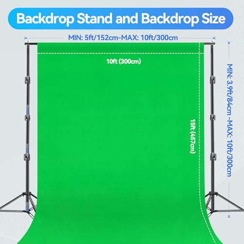 EMART 10X10 FT Green Screen Backdrop Kit, Photography Umbrella with 5500K Bulbs, 10X15 FT Green Backdrop with Spring Clamps, Professional Photography Lighting kit for Studio, Portrait, Video Shooting - color: Green, size: 10*10ft Stand/10*15ft Backdrop