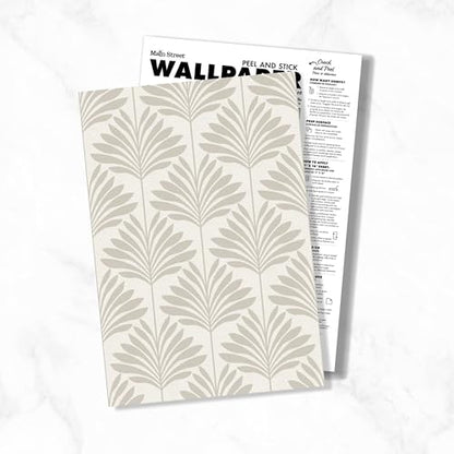 Main Street Peel and Stick Wallpaper Eco-Friendly Sheets 12 Pack, 11 X 16 Inch Neutral Palm Design, Wall Mural for Home Decor, Removable Wall Decor Wallpaper Peel and Stick for DIY Projects - style: Neutral Palm