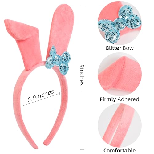 WOVOWOVO Easter Bunny Ears Headband, Cute Rabbit Ears Hairband for Party Costume, and Cosplay, Fun Accessories for Women