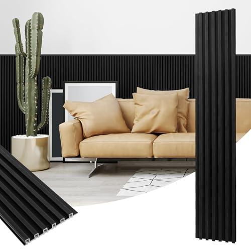 Art3dwallpanels 16 Pack Wood Slat Wall Paneling 51"×6.7" Sound Absorbing 3D Wall Panels for Living Room TV Background Home Office Decor, Black - color: Black, size: 51'' x 6.7'' , 16 Pack