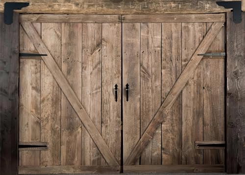 Rustic Wood Barn Door Backdrops for Photography 10x8ft Retro Wooden Door for Western Themed Birthday Baby Shower Wedding Party Decoration Farmhouse Banner Rustic Rodeo Party Decor Photo Booth Props
