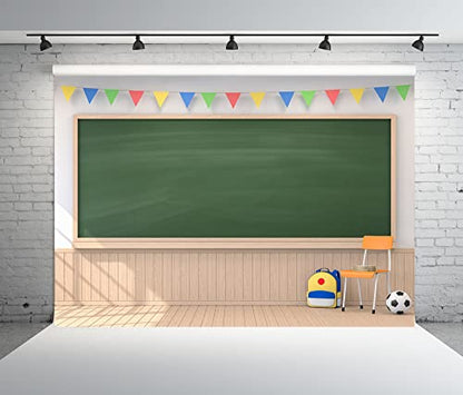 Fabric 7x5ft Back to School Chalkboard Digital Classroom Backdrop Wooden Floor School Picture Backdrop for Photography Teaching Online Classes Photoshoot Props - size: 7x5FT