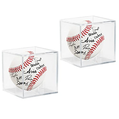 Acrylic Baseball Case for Display, UV Protected Baseball Display Cube, Autographed Baseball Clear Display Case, Baseball Display Case for Memorabilia Baseball (2 PC) - size: 2 PC