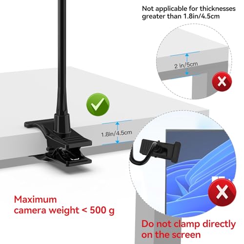 Smatree Flexible Jaws Flex Clamp Mount Gooseneck Extension Compatible for OSMO 360,Webcam C925e/C922x/C922/C930e/C930/C920x,N60/Hello Cam,Gopro Hero13/12/11/10/9/8/7/6/5/4/2018/Arlo Ultra/Pro 2/Pro 3