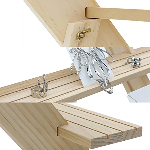 101pcs 5-Tier Wood Earring Display Stand, Retail Display Riser Earring, Ring Holder Stand, Removable Countertop Small Merchandise Display Stand with 100 Pcs Earring Card (Wood color) - color: Wood