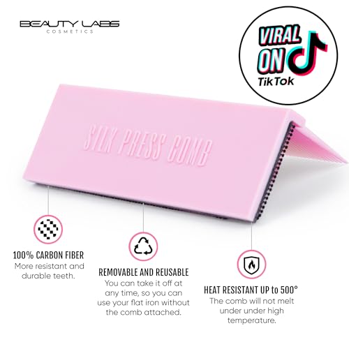 Silk Press Comb - Removable Heat-Resistant Attachment for Silky, Professional Flat Iron Results (Pink) - color: Pink