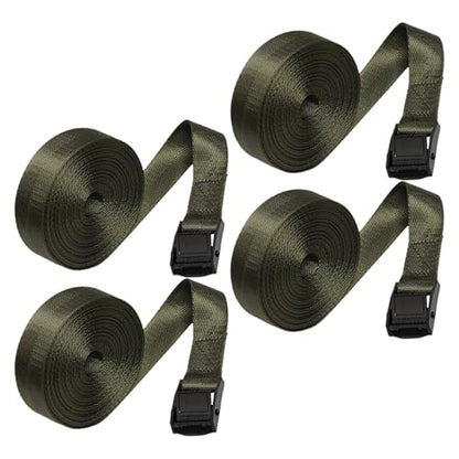 4pcs Outdoor Camera Strap Kit, 2.5cm Width by 2m Length Nylon Webbing Buckle Tie-down Belts for Hunting and Photography, Universal Cargo Lashing and Tool Mounting, Military Green