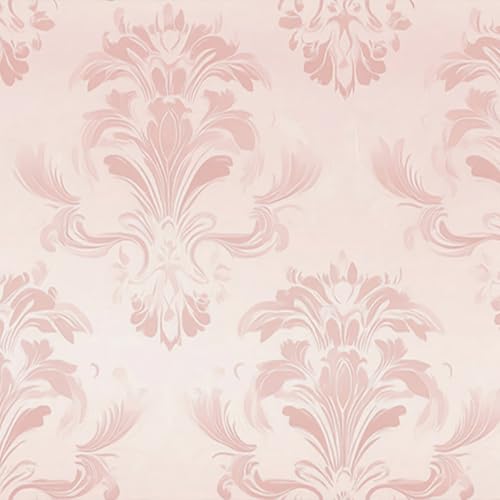 HOMETITUTE Wallpaper Peel and Stick Soft Pink Classic Damask Contact Paper Wall Paper Stick 17.7" x 118.1" Self Adhesive Removable Vinyl Wall Covering Bedroom Kitchen Bathroom Home Decor - color: Pink Classic Damask