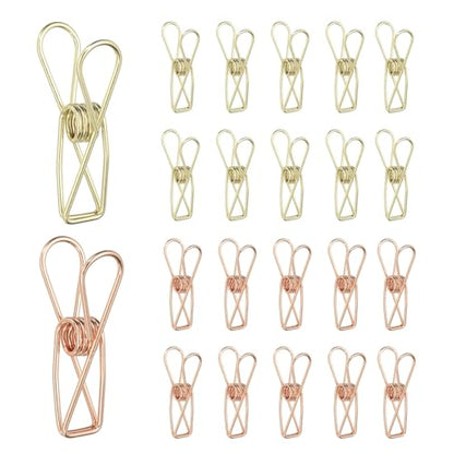 PATIKIL 50Pcs Paper Office Binder Clips, 1.26" Small Metal Wire Hollow Out Paper Clamps Long Tail Binder Clips for Photo Clothes Hanging Office Home Kitchen Food Package, Gold/Rose Gold - color: Gold/Rose Gold