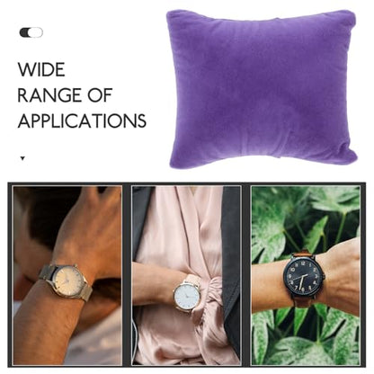 LOGOFUN 20PCS Velvet Watch Pillows Small Bracelet Display Pillows Rectangle Velvet Watch Cushions for Bangle Jewelry Storage Supplies - Purple 3.5X3.1X1.6in