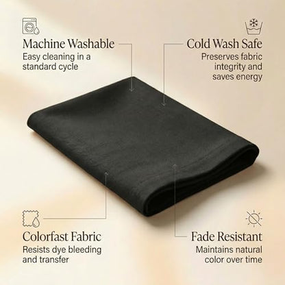 ACCENTHOME Accent Home 100% Cotton Napkins, Delicate Cloth Napkins for Dinners, Parties and Weddings，18 x 18 Inch Set of 12 - Black - color: 08 - Black - Twill, size: 18"x18" - Pack of 12