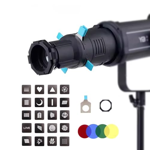 Bowens Mount 36°Lens Spotlight Conical Optical Snoot kit,Photography Studio Lighting Projector Accessory with 20 Gobos,4 Color Filters for Aputure Amaran 100DS/XS 200XS/DS 300C/DII/X 60D/XS - size: 36°