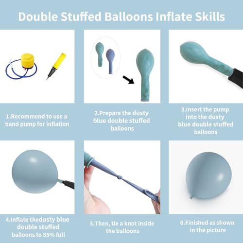 Double Stuffed Balloons Dusty Blue Different Size 115Pcs 5/10/12/18" Slate Dusty Blue Balloons Garland for Birthday Baby Shower Bridal Shower Gender Reveal Bear Neutral Theme Party - color: Slate Blue
