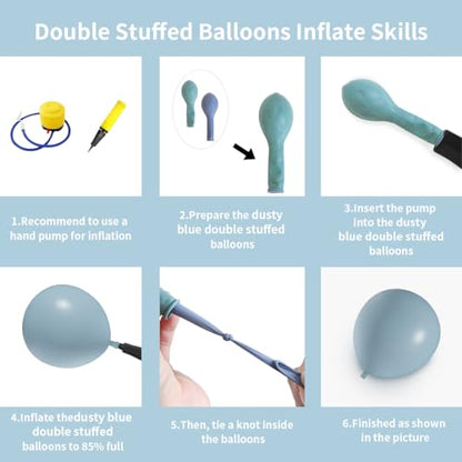 Double Stuffed Balloons Dusty Blue Different Size 115Pcs 5/10/12/18" Slate Dusty Blue Balloons Garland for Birthday Baby Shower Bridal Shower Gender Reveal Bear Neutral Theme Party - color: Slate Blue